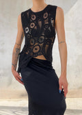 Top Vintage Crochet Nero in Cotone