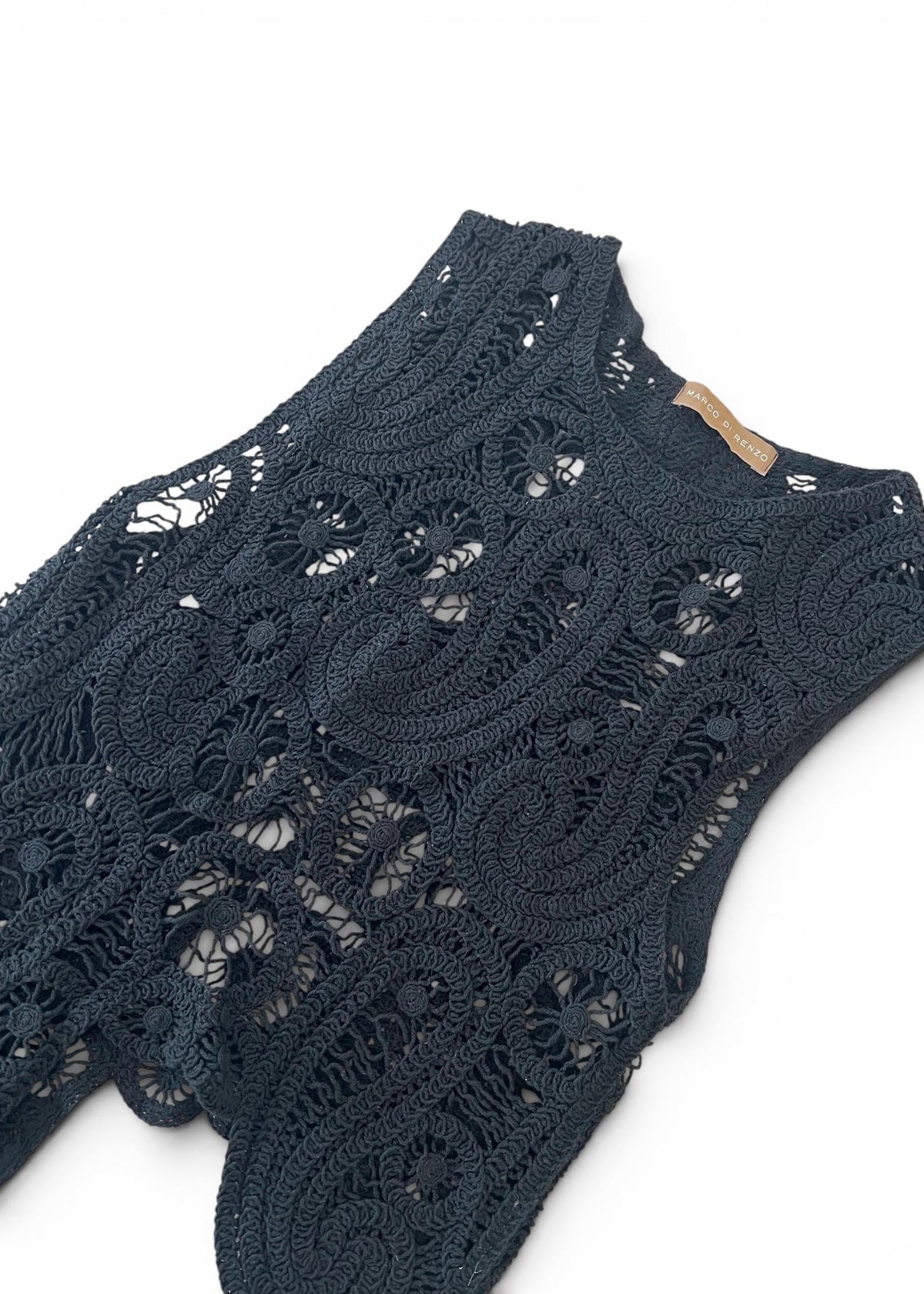 Top Vintage Crochet Nero in Cotone