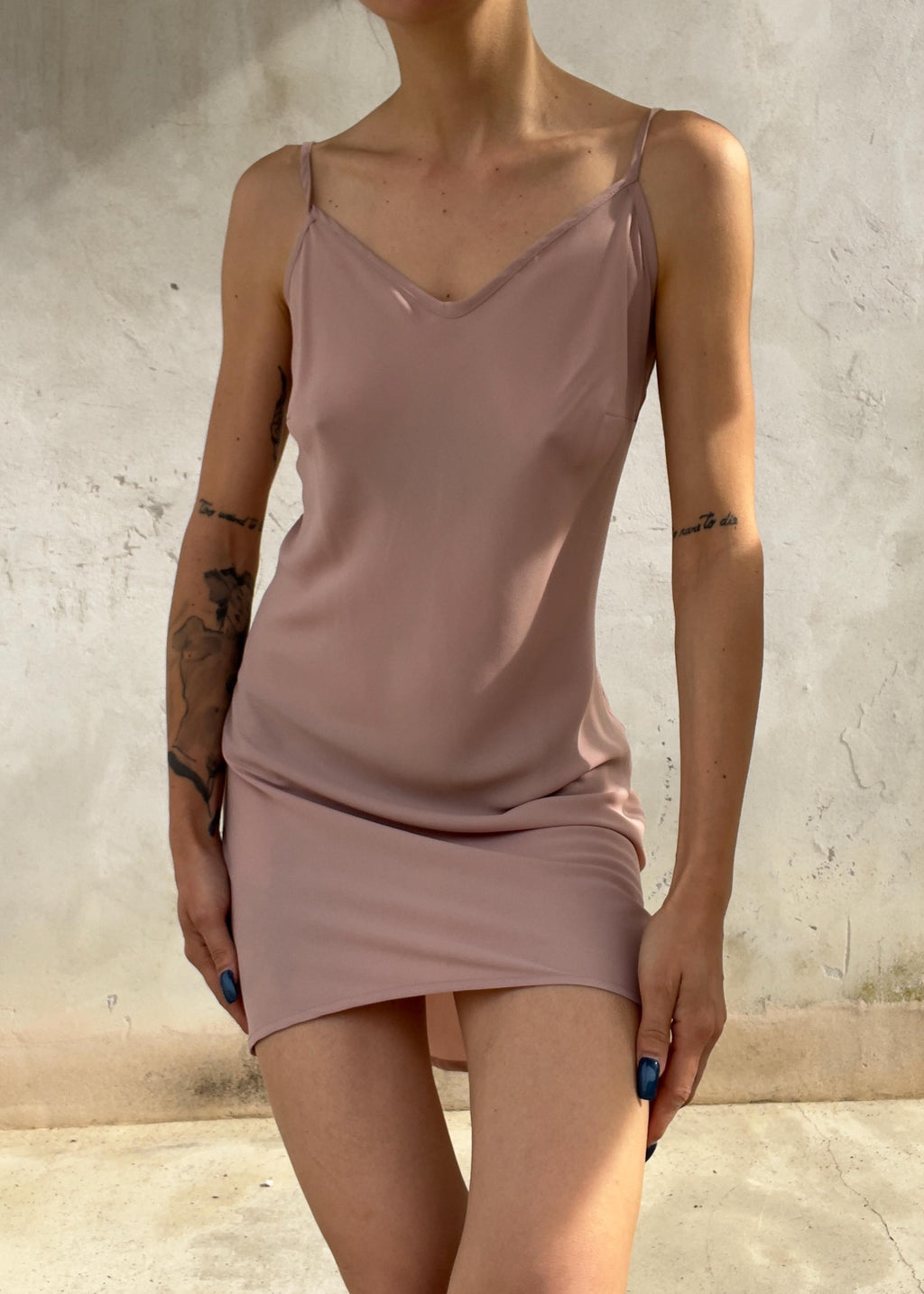 Mini Abito Slip Dress Vintage Rosa Antico