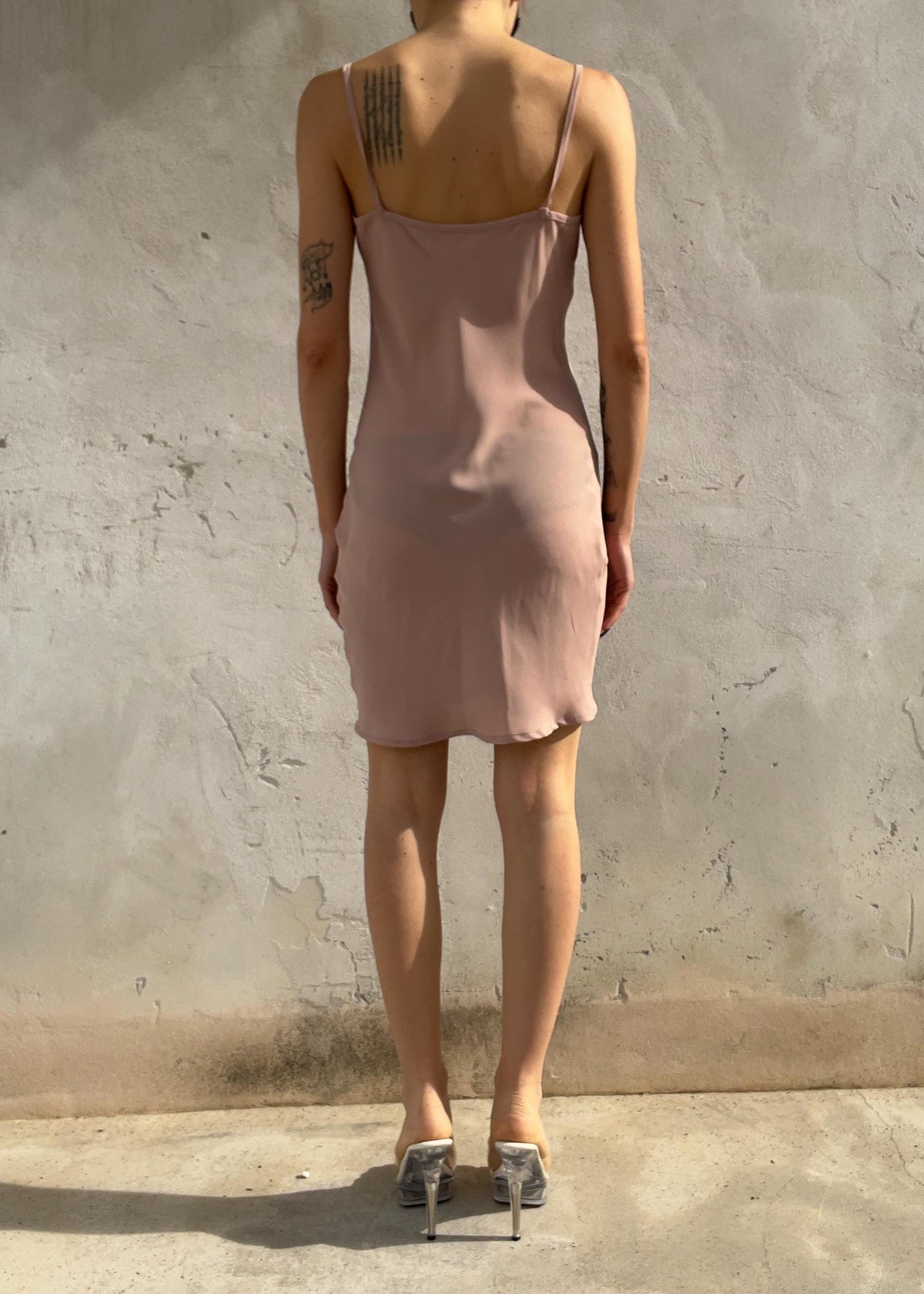 Mini Abito Slip Dress Vintage Rosa Antico