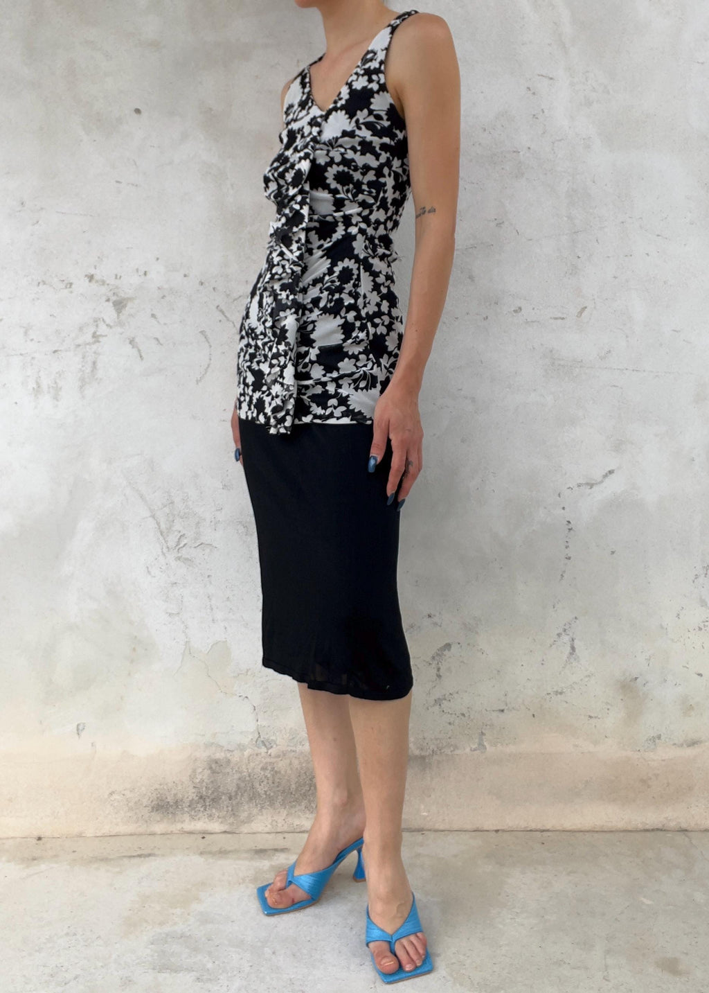 Top Marella in Tulle Mesh Floreale