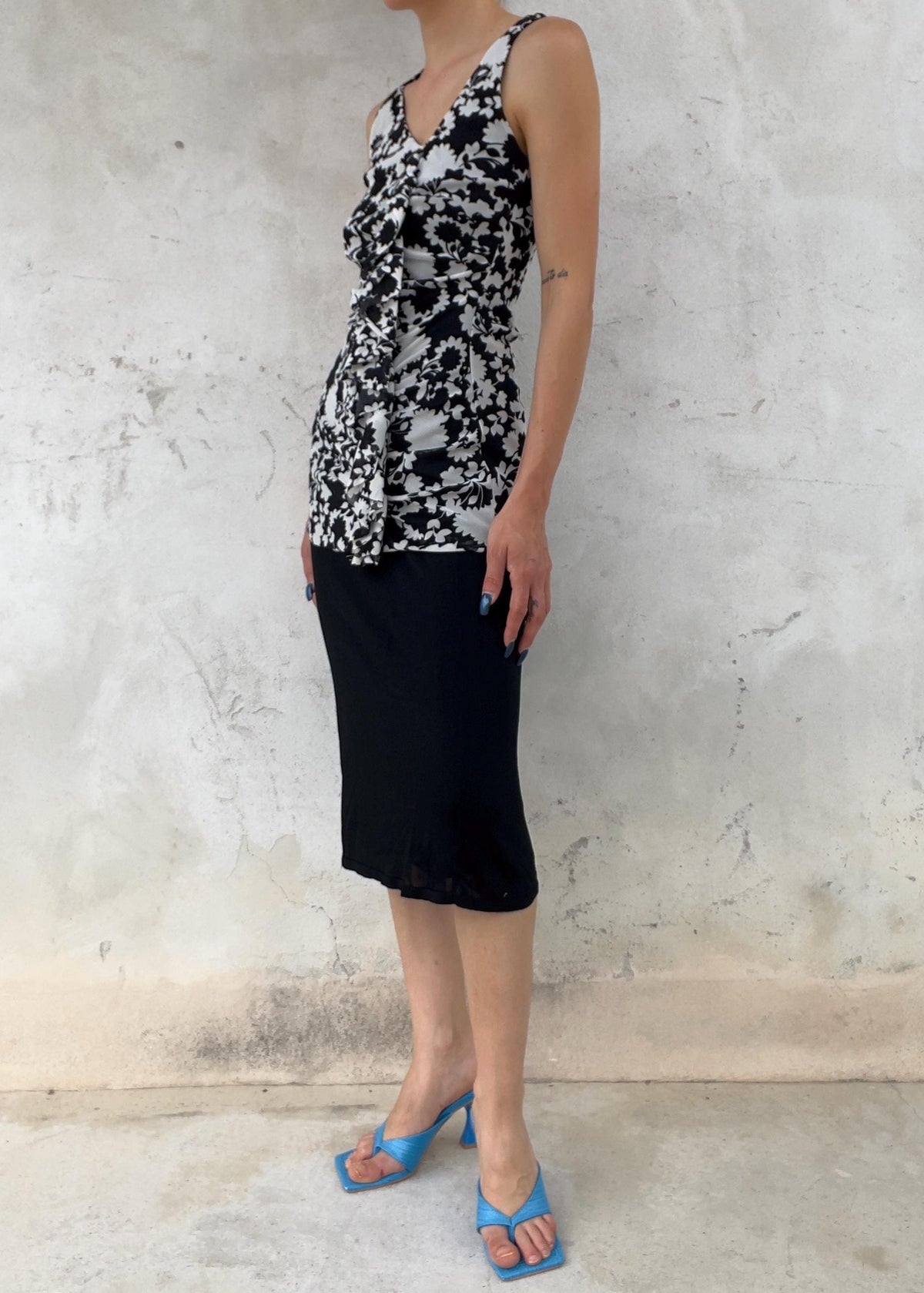 Top Marella in Tulle Mesh Floreale