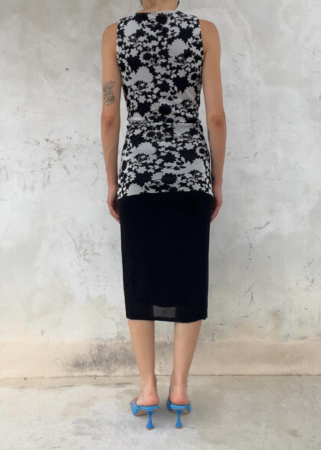 Top Marella in Tulle Mesh Floreale