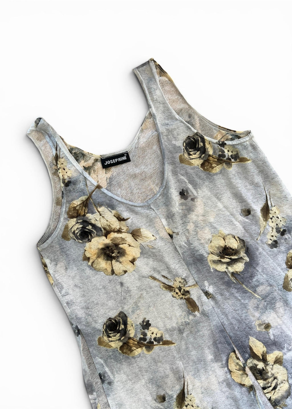 Abito Lungo Vintage Floreale con Spacchi Laterali