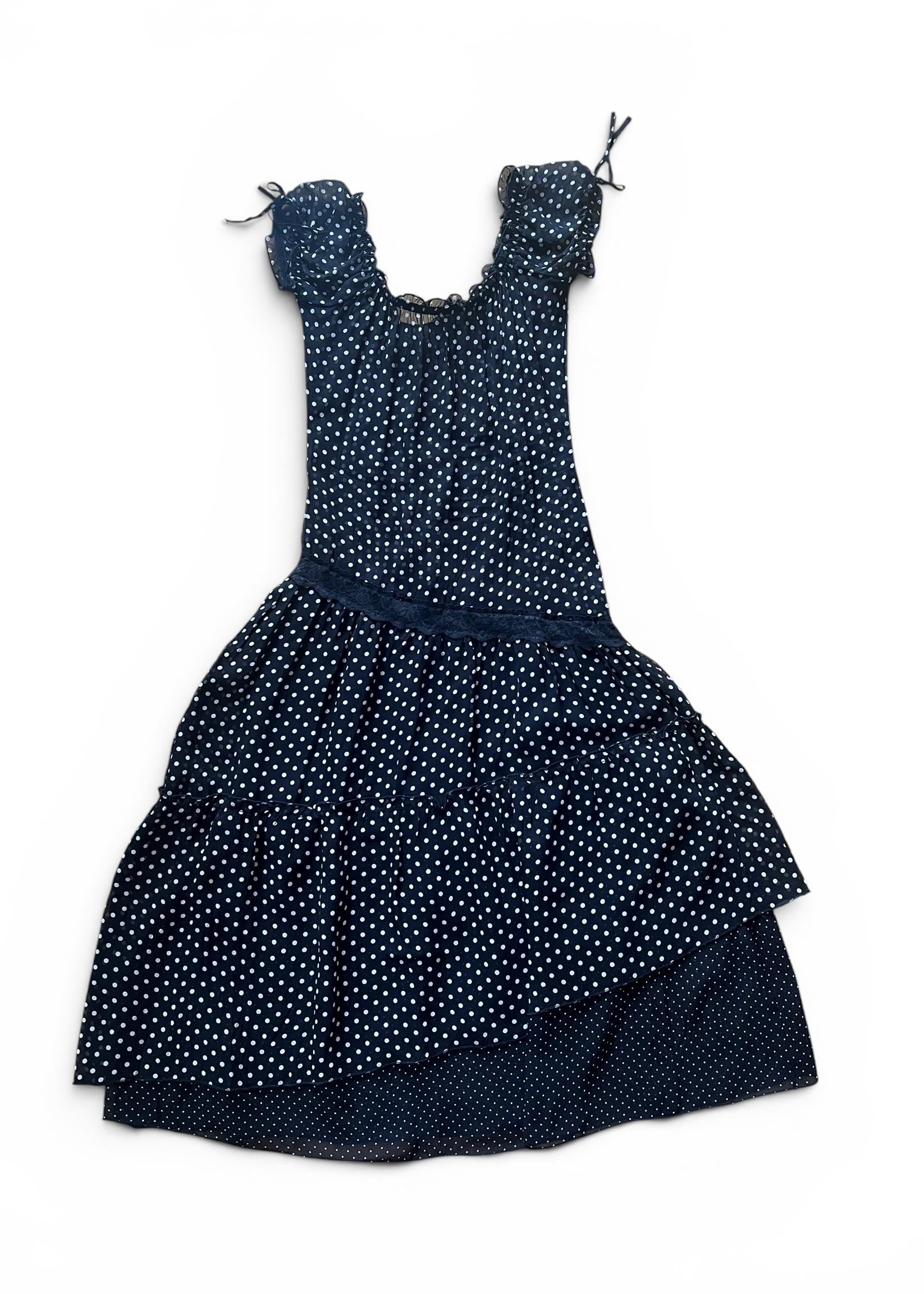 Abito Vintage a Pois Nero e Bianco
