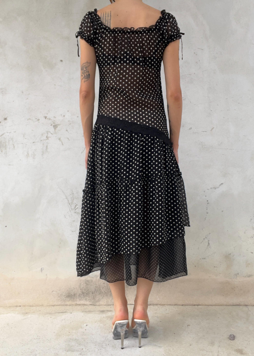 Abito Vintage a Pois Nero e Bianco