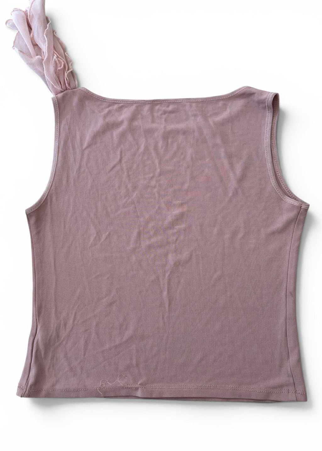 Top Vintage Y2K Rosa Cipria con Rouches in Tulle