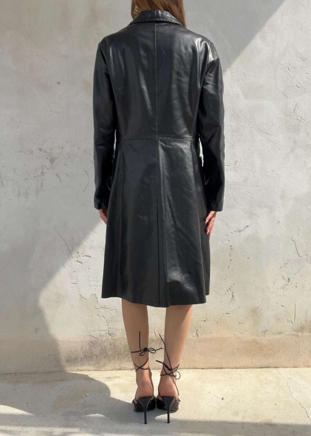 Trench Vintage Camomilla in Vera Pelle Nera