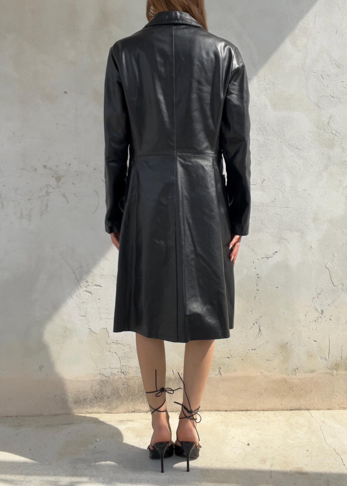 Trench Vintage Camomilla in Vera Pelle Nera