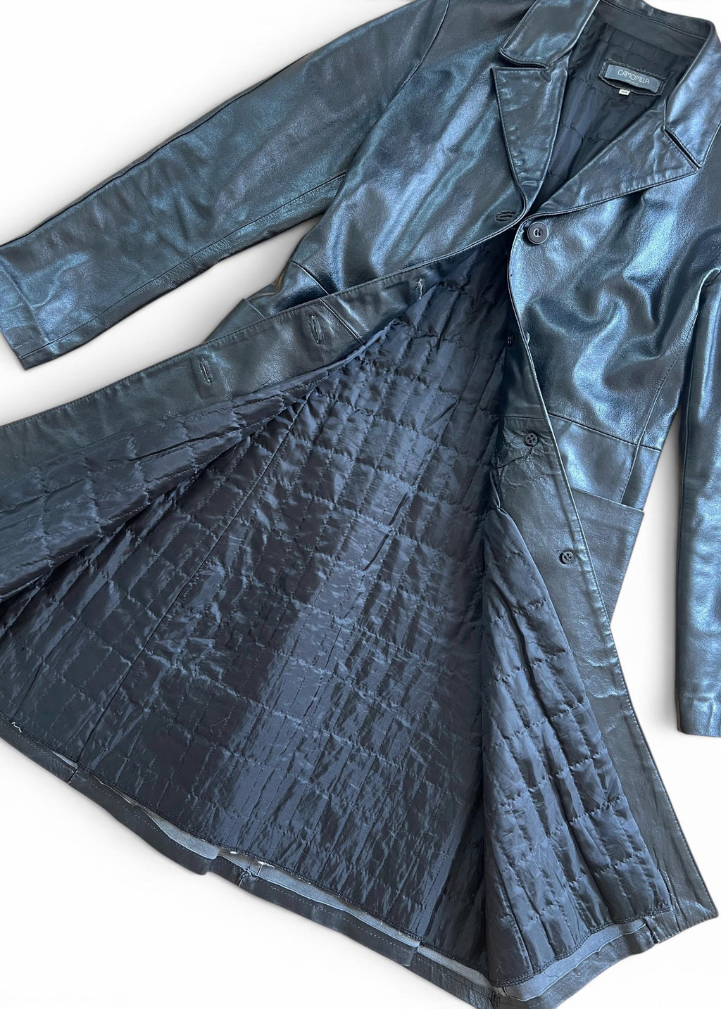 Trench Vintage Camomilla in Vera Pelle Nera