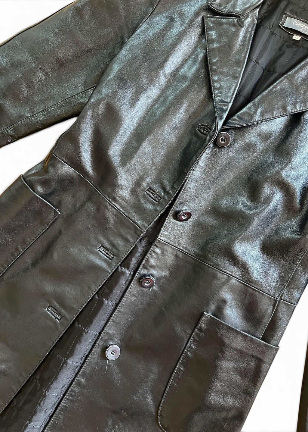 Trench Vintage Camomilla in Vera Pelle Nera
