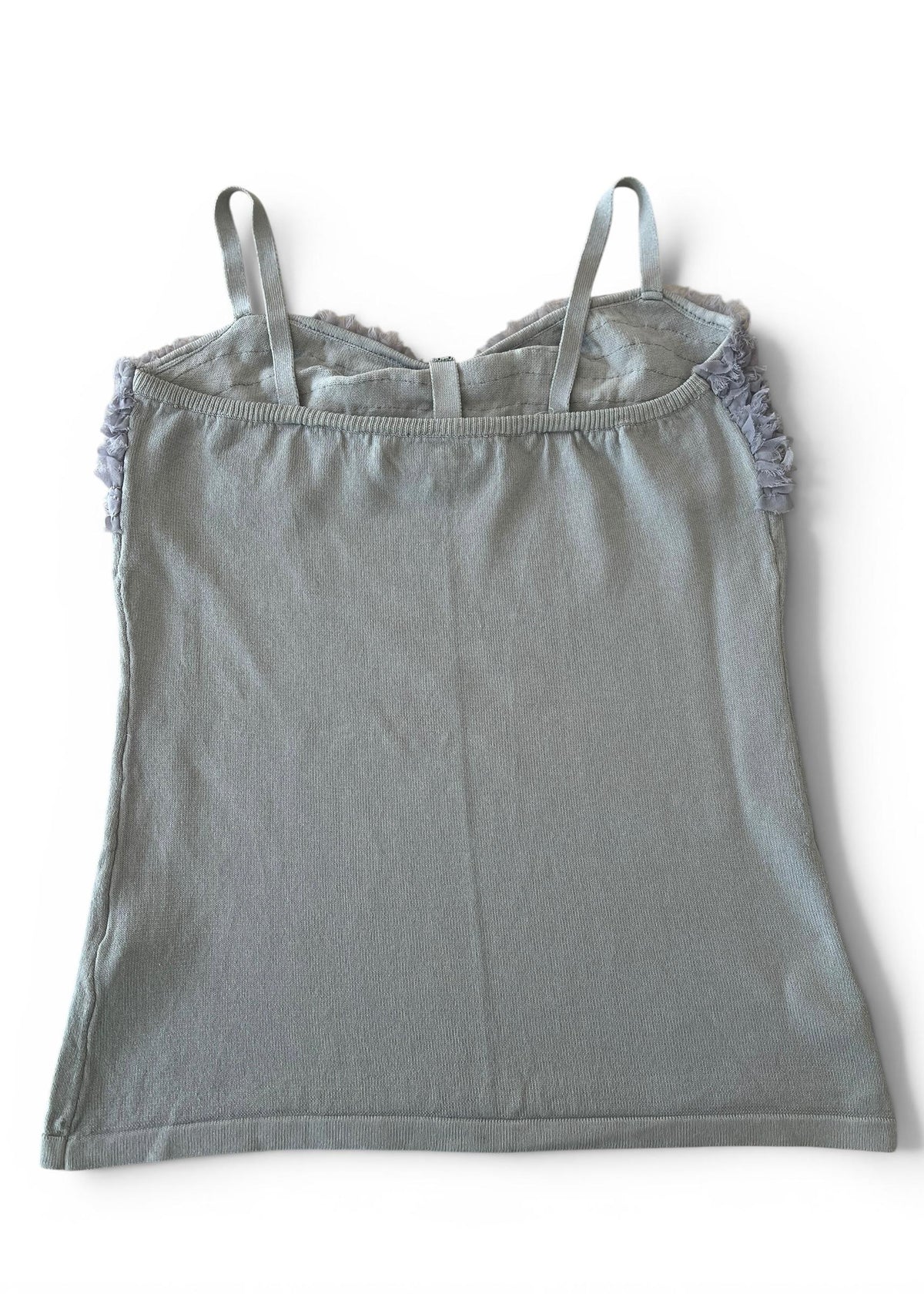 Top Vintage Y2K Grigio con Rouches e Cristalli
