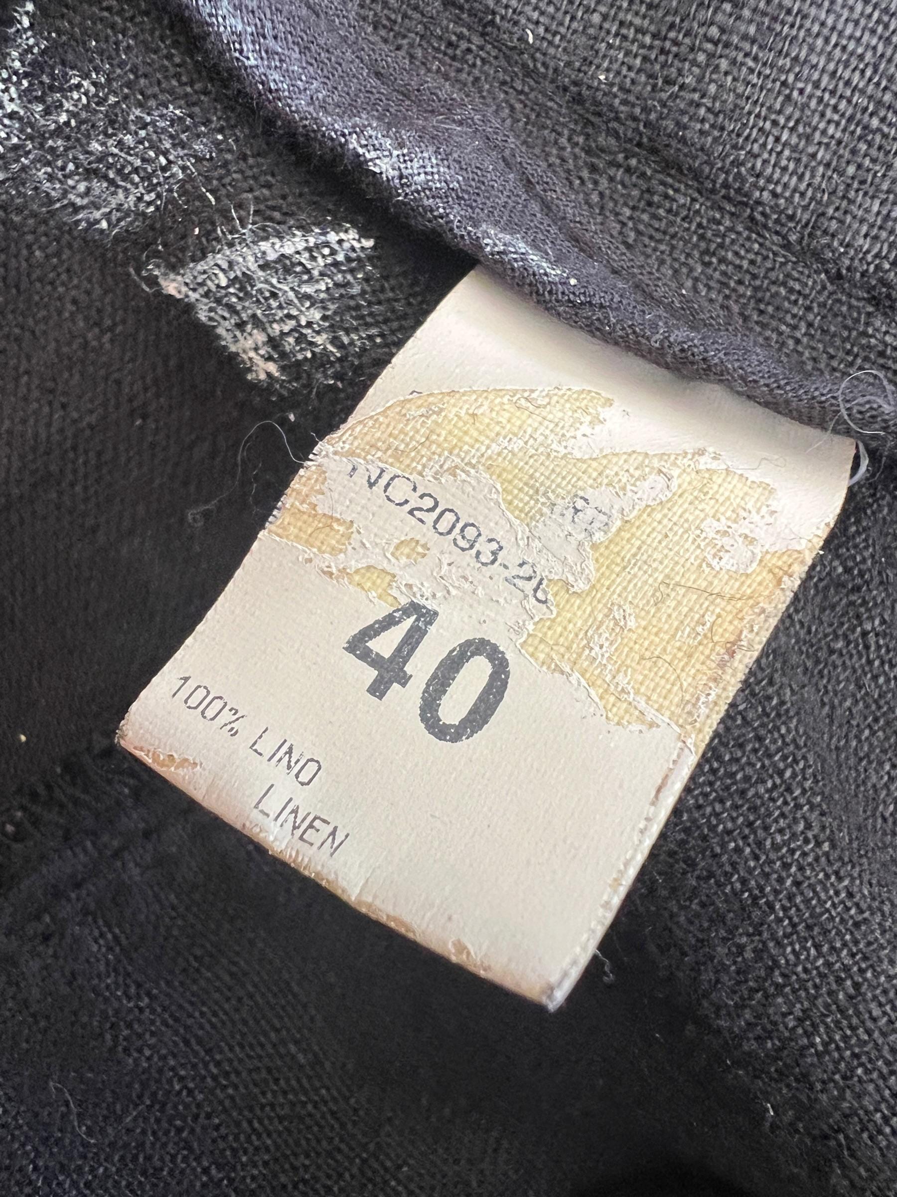 Gonna Midi Vintage Y2K in Puro Lino Nero