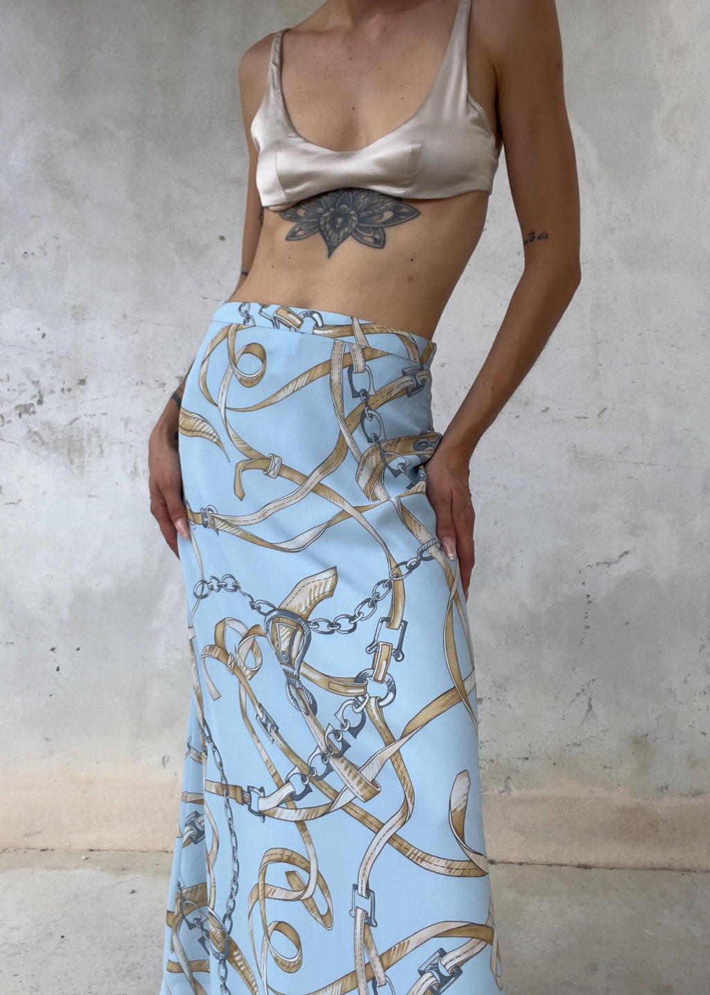 Gonna Lunga Vintage Y2K Azzurro Cielo