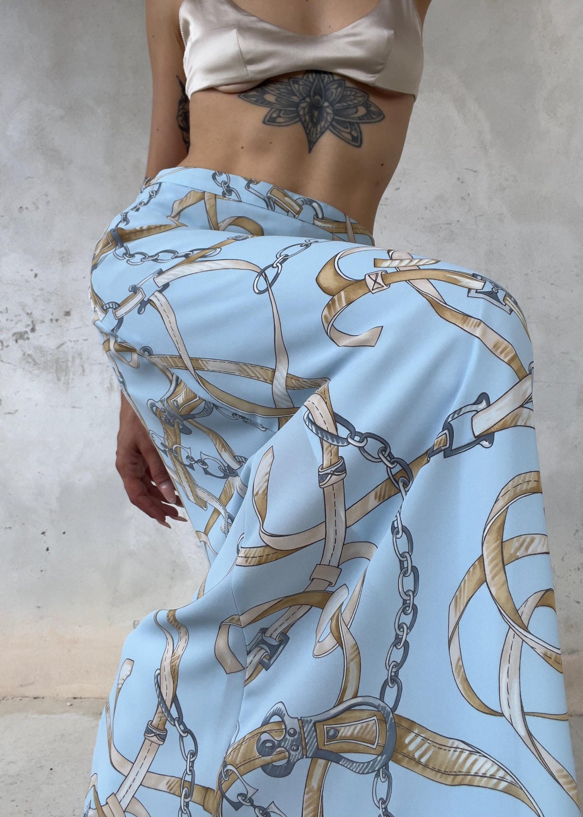 Gonna Lunga Vintage Y2K Azzurro Cielo