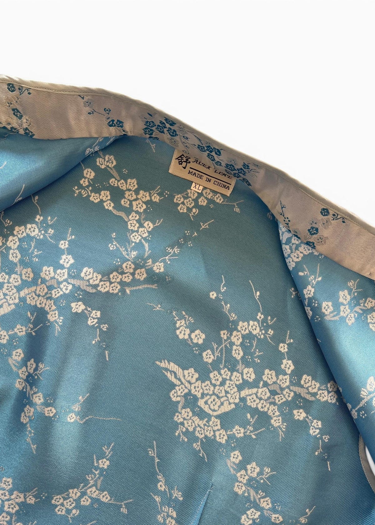 Top Cheongsam Vintage in Misto Seta Azzurro