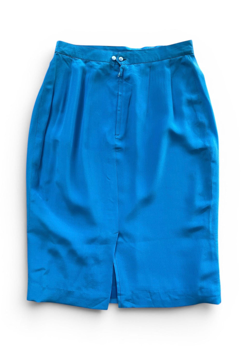 Gonna Midi Vintage 100% Seta Azzurro
