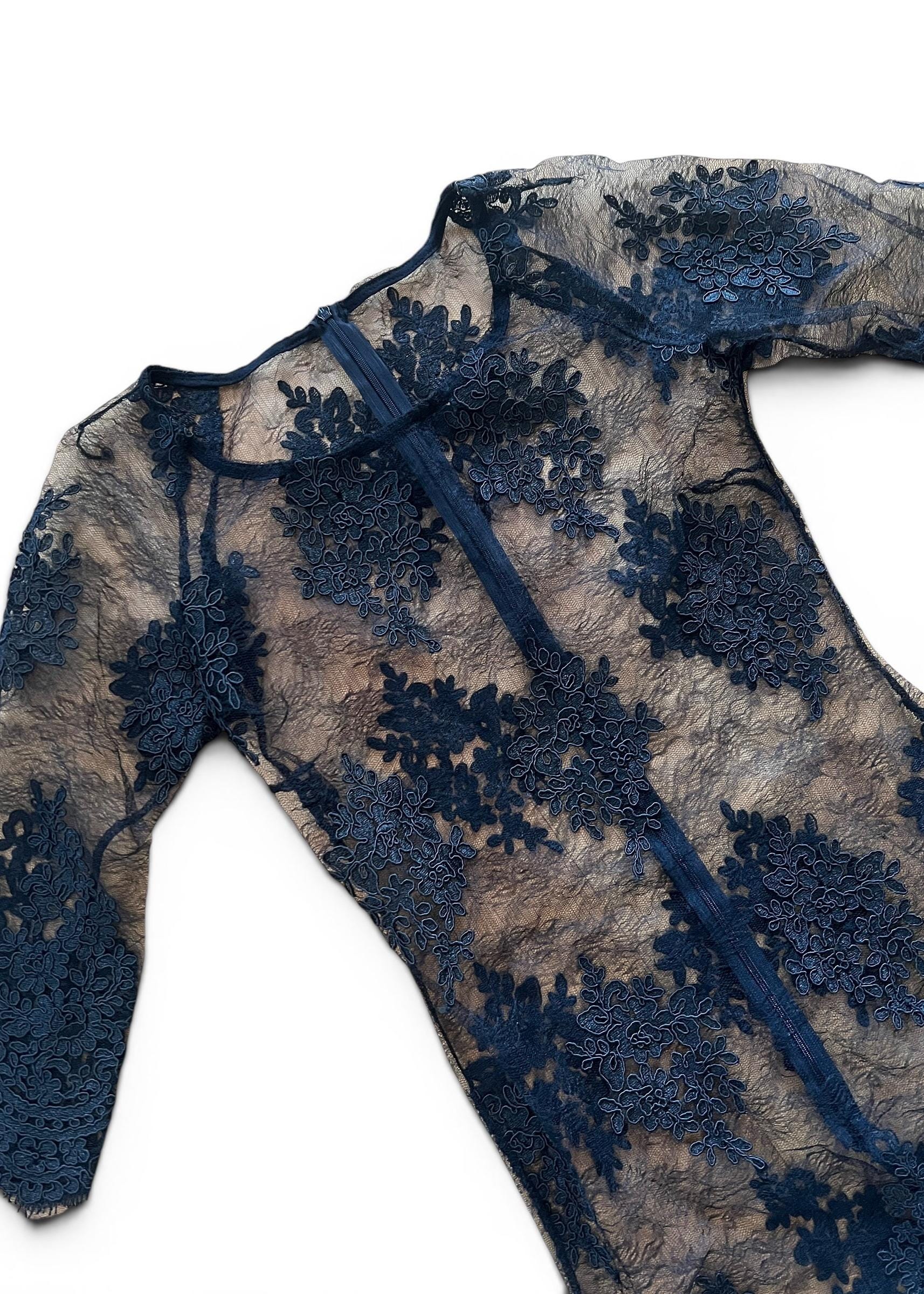 Abito Vintage in Pizzo Nero Trasparente